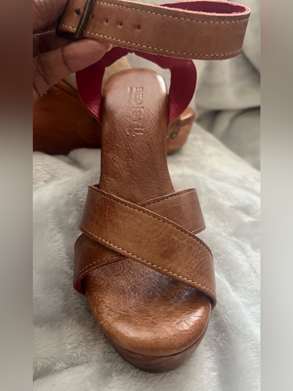 New w/ Box: Bed|Stu ✳️ Grettell Wedge Sandal in Tan Rustic Size: 7.5 M - Picture 9 of 16